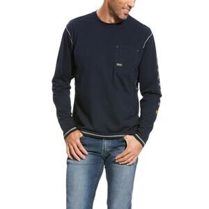 Ariat Rebar Men's Size XL Navy Blue Long Sleeve Workwear Workman Shirt
